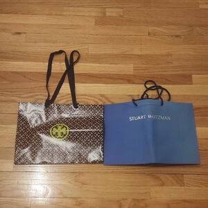 Stuart Weitzman Blue and Patterned Shopping Bags